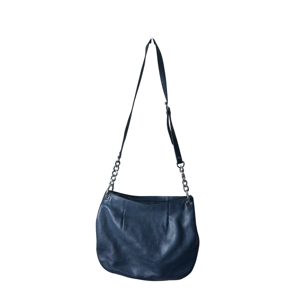 Michael Kors Black Leather Shoulder Bag Hobo Handbag Chain Detail Charm - Picture 3 of 8